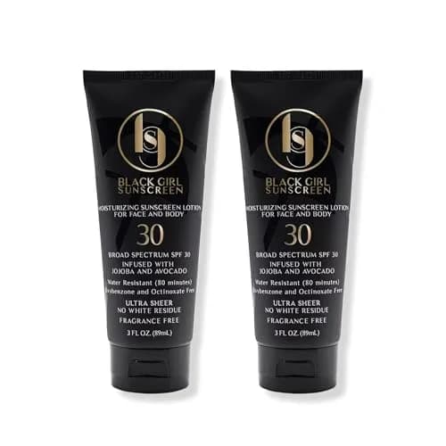 Black Girl Sunscreen SPF 30 Sun Lotion 6 Fl Oz (2 Pack) | No White Cast on Melanin-Rich Skin — 3 Fl Oz