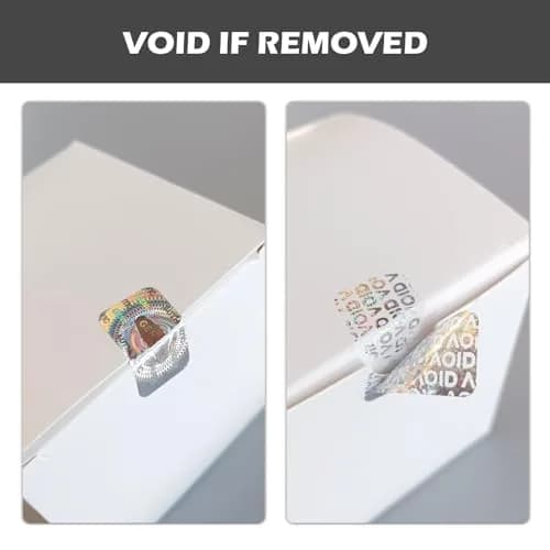 ILMBVM Custom Tamper Proof Labels 0.6x1 inch | Silver Security Stickers, 1200 pcs, High Security thumbnail 4