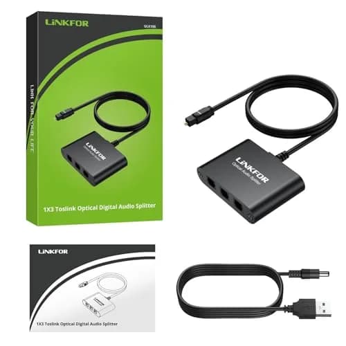 LiNKFOR 1x3 Optical Audio Splitter 156 g (5.5 oz) | Splits 1 Toslink Source to 3 Outputs thumbnail 8