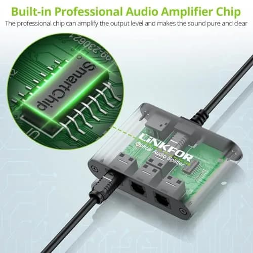 LiNKFOR 1x3 Optical Audio Splitter 156 g (5.5 oz) | Splits 1 Toslink Source to 3 Outputs thumbnail 3