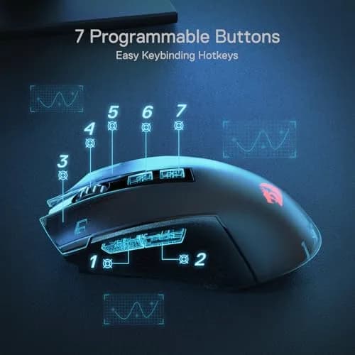 Redragon M693 LIT Wireless RGB Gaming Mouse 12800 DPI 7 Programmable Buttons | 3-Mode Connectivity thumbnail 6