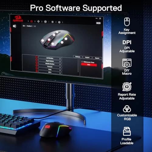 Redragon M693 LIT Wireless RGB Gaming Mouse 12800 DPI 7 Programmable Buttons | 3-Mode Connectivity thumbnail 7