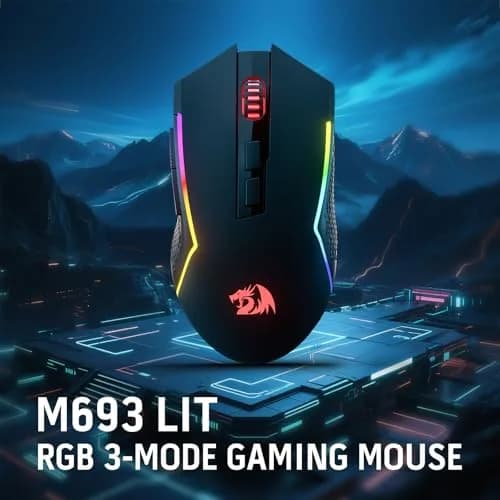 Redragon M693 LIT Wireless RGB Gaming Mouse 12800 DPI 7 Programmable Buttons | 3-Mode Connectivity thumbnail 9