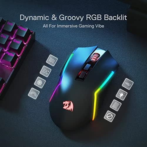 Redragon M693 LIT Wireless RGB Gaming Mouse 12800 DPI 7 Programmable Buttons | 3-Mode Connectivity thumbnail 3
