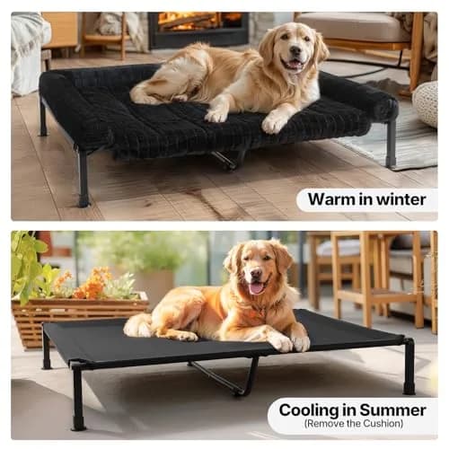 Veehoo Elevated Dog Bed with Fluffy Plush Bolster Cushion | Orthopedic Large Dog Couch Bed thumbnail 4