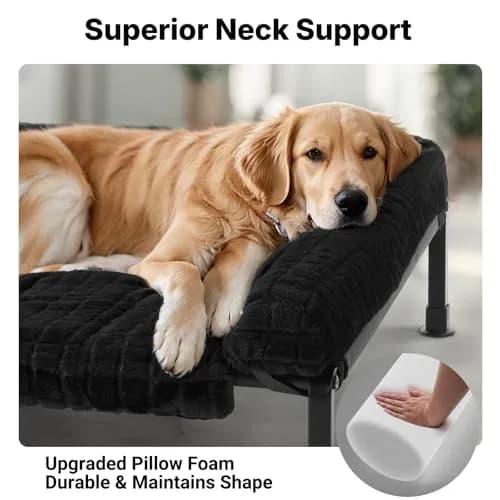 Veehoo Elevated Dog Bed with Fluffy Plush Bolster Cushion | Orthopedic Large Dog Couch Bed thumbnail 2