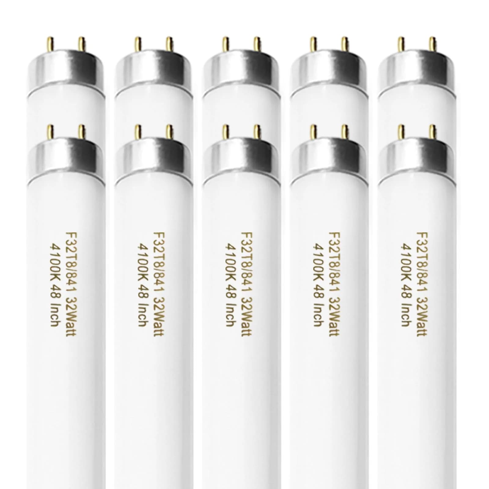Konideke 48 Inch T8 Fluorescent Tube Light Bulb 32W 4100K Cool White 2850 Lumens G13 Base (10 Pack) — White