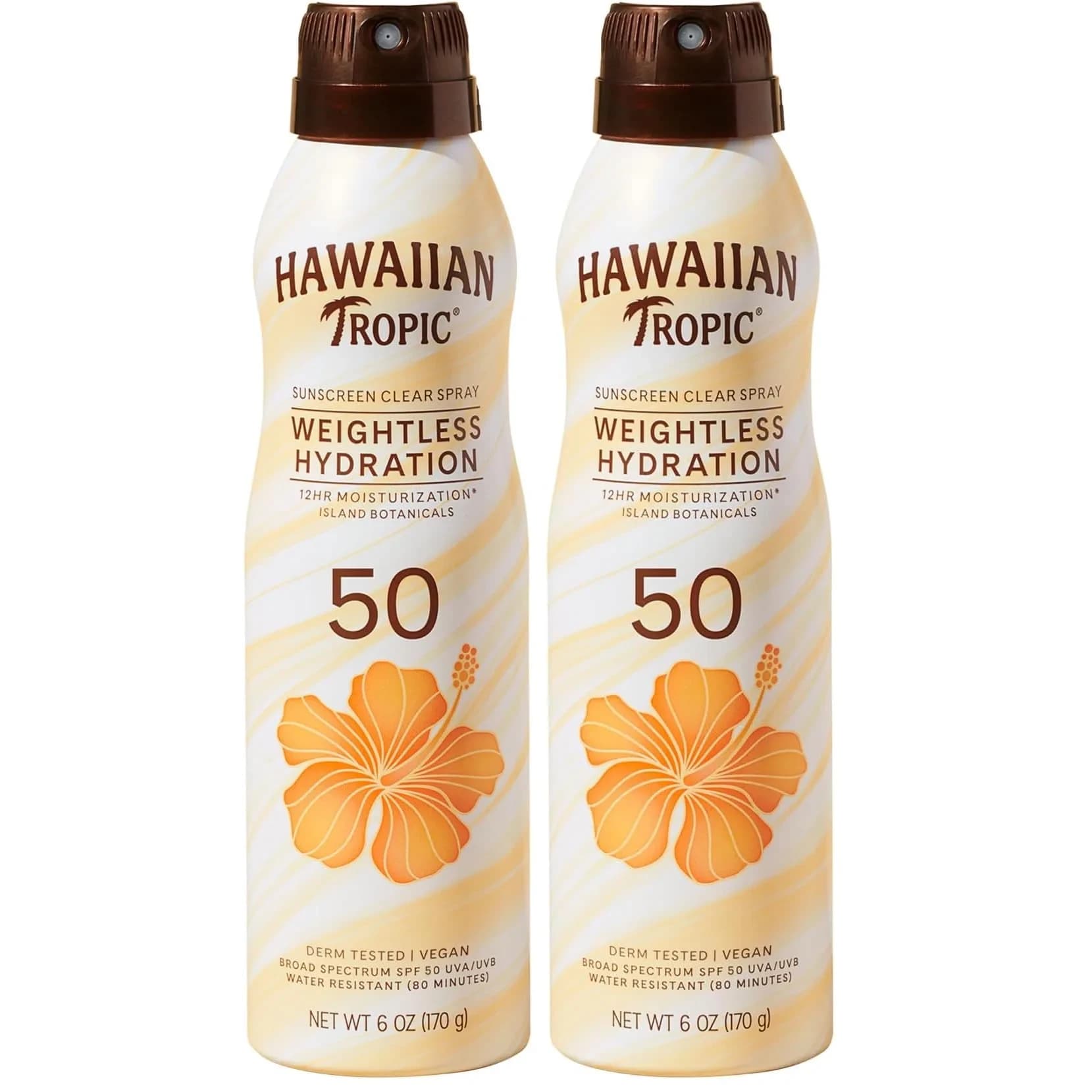 Hawaiian Tropic Weightless Hydration SPF 50 Sunscreen Spray 169ml (6 Oz) | Broad Spectrum UVA/UVB Protection — SPF 50
