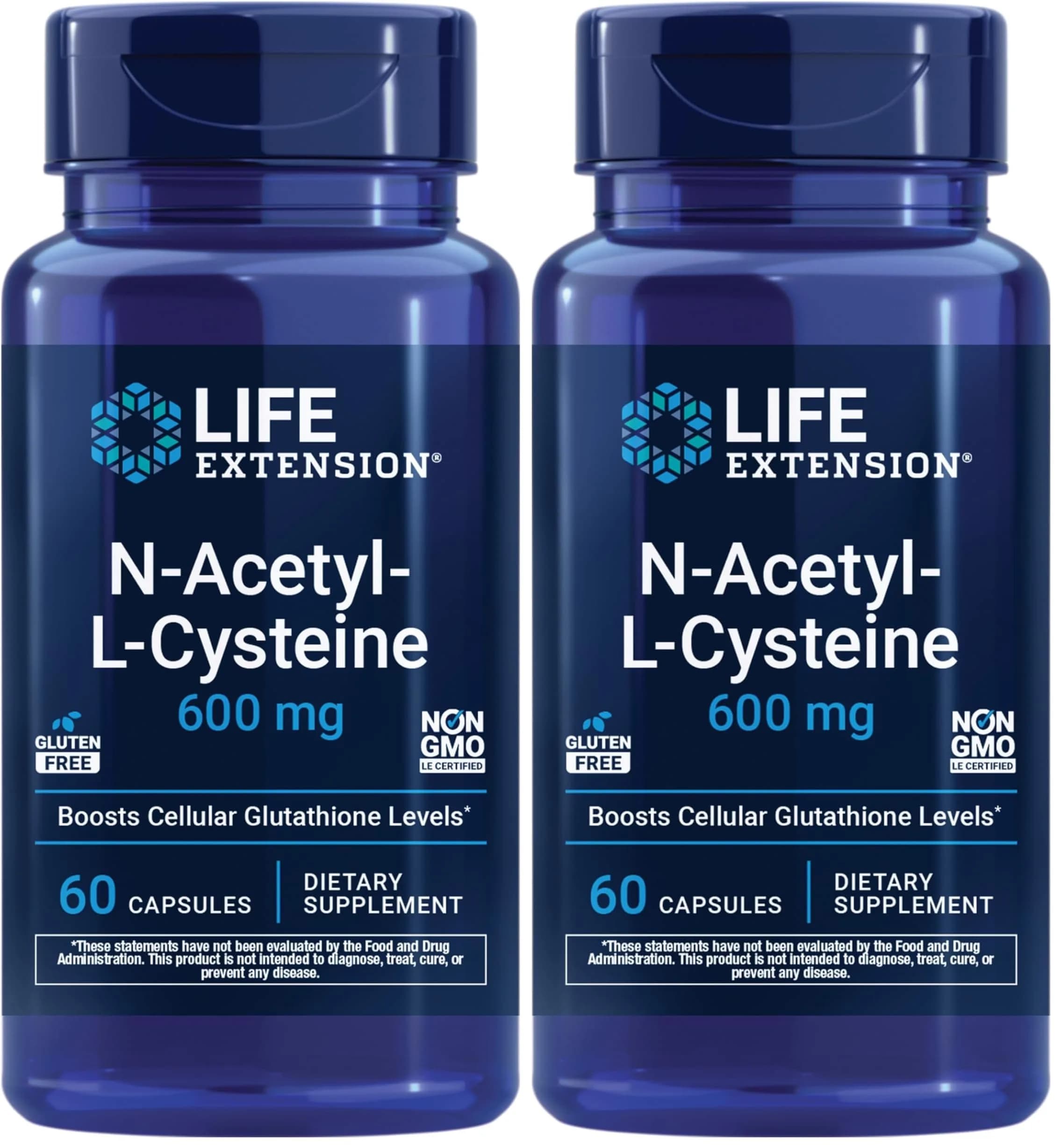 Life Extension N-Acetyl-L-Cysteine (NAC) 600 mg Capsules | Potent Antioxidant Support for Immune, Respiratory & Liver Health (120 Count) - main product image