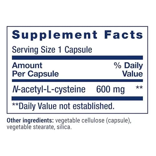 Life Extension N-Acetyl-L-Cysteine (NAC) 600 mg Capsules | Potent Antioxidant Support for Immune, Respiratory & Liver Health (120 Count) thumbnail 2