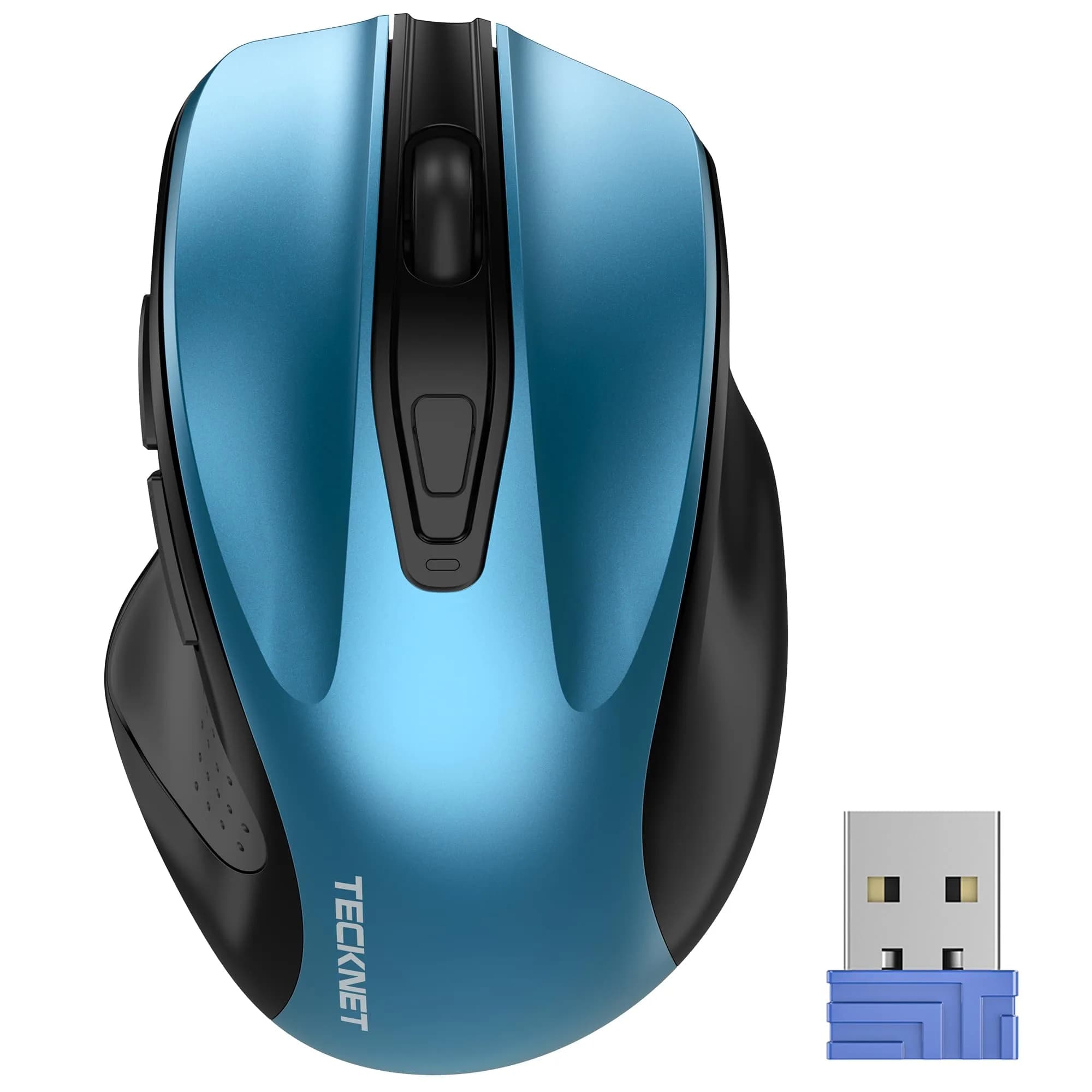 TECKNET Wireless Mouse M003, Azure Ergonomic 2.4G Computer Mouse with 2600 DPI for Right-Handed Users - main product image