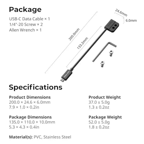 SMALLRIG USB-C Male to Female Data Cable (7.9 inch) | 20Gbps Data Transfer & 240W Charging thumbnail 6