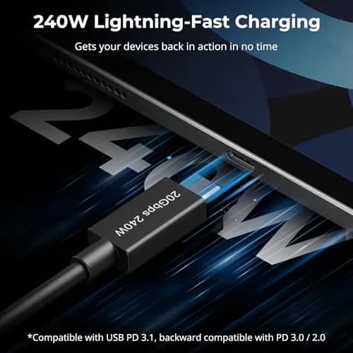 SMALLRIG USB-C Male to Female Data Cable (7.9 inch) | 20Gbps Data Transfer & 240W Charging thumbnail 3