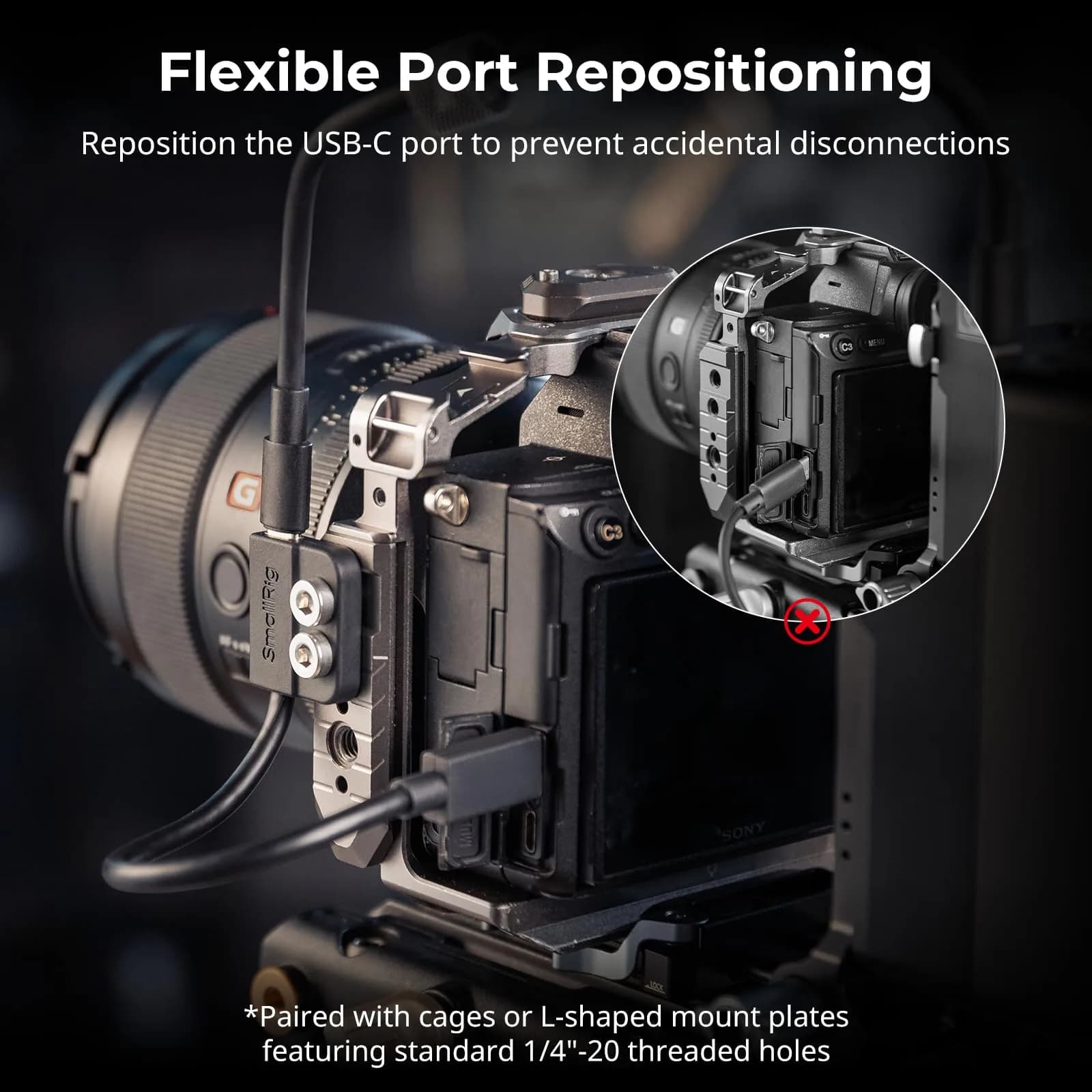 SMALLRIG USB-C Male to Female Data Cable (7.9 inch) | 20Gbps Data Transfer & 240W Charging - view 4