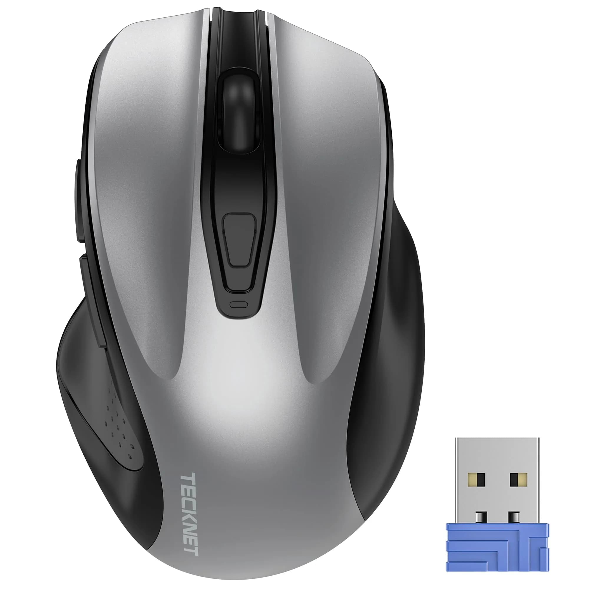 TECKNET M003 Wireless Ergonomic Computer Mouse - Silver, 2600 DPI, 2.4G - main product image