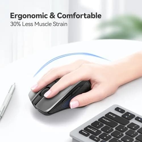 TECKNET M003 Wireless Ergonomic Computer Mouse - Silver, 2600 DPI, 2.4G thumbnail 3