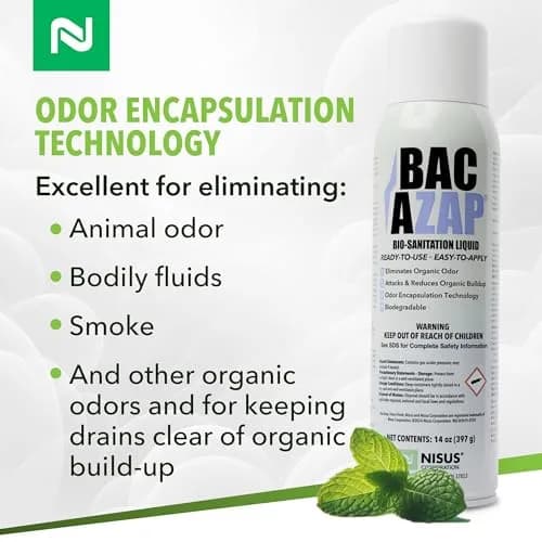 Nisus Bac-Azap Odor Eliminator 14 Oz | Powerful Organic Odor Control for Drains & Bathrooms thumbnail 3