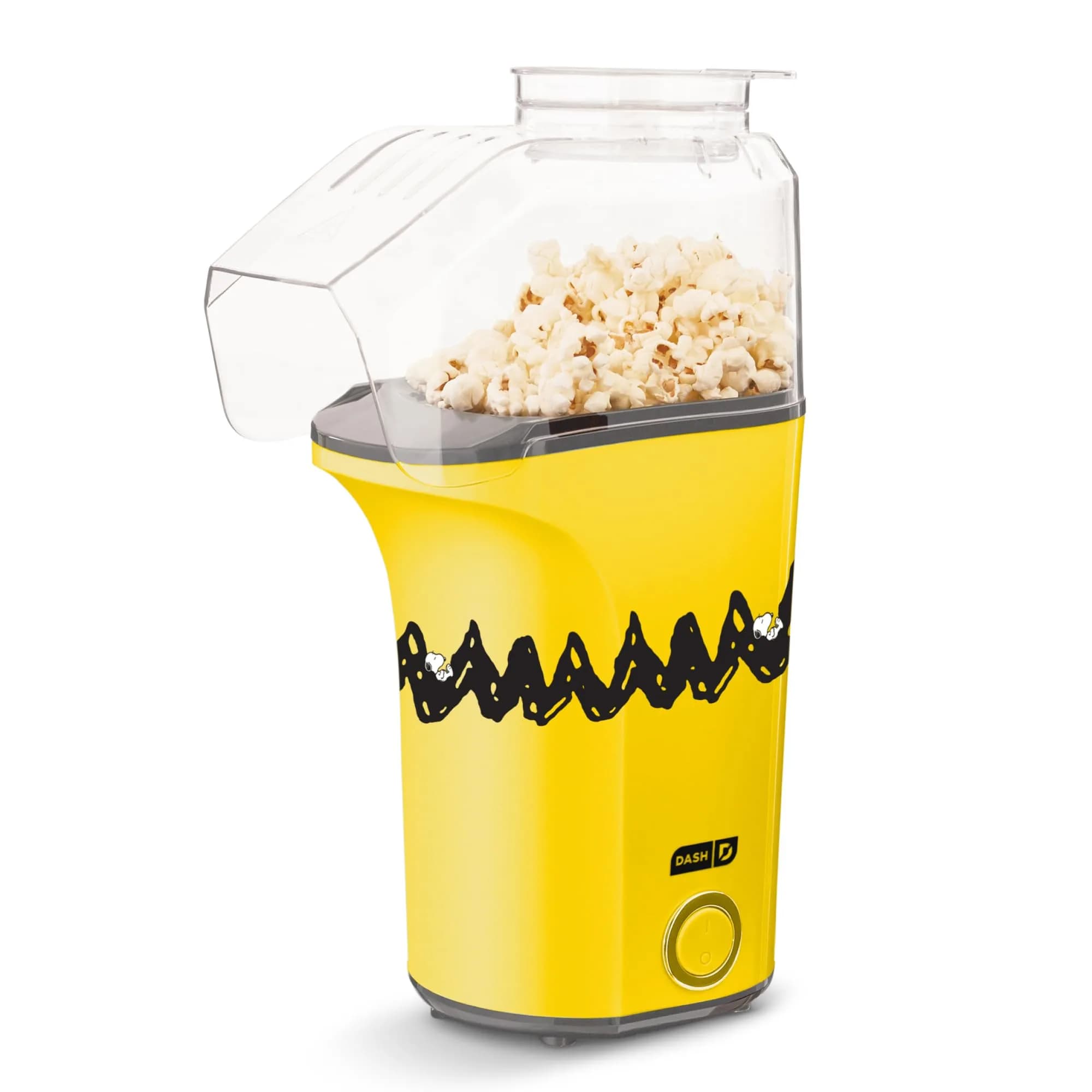 Dash Fresh Pop Popcorn Maker 16-Cup Red | Oil-Free Hot Air Popper for Family & Movie Nights — Peanuts (Yellow & Black) / 16 cups