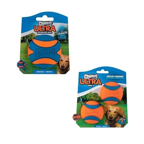 Chuckit! Ultra & Squeaker Ball Dog Toy Medium 6.4cm (2.5-inch) Pack of 3 | Durable Rubber Fetch Balls for Dogs 20-60 lbs thumbnail 2