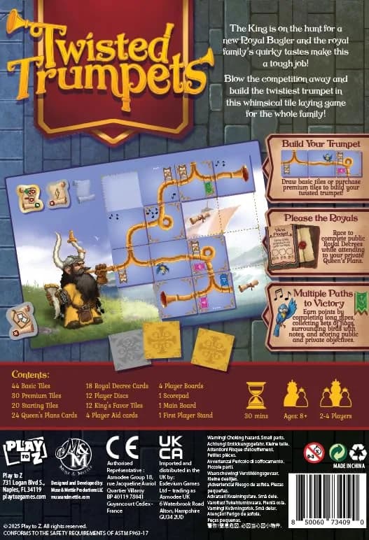 Play To Z Twisted Trumpets Tile-Laying Route-Building Board Game | Family Strategy Fun (70-120 chars) thumbnail 3