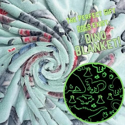 Blanket Buddies Glow in The Dark Dinosaur Throw Blanket 50" x 60" (127 x 152 cm) | Soft Fleece Kids Blanket with T Rex, Velociraptor thumbnail 4