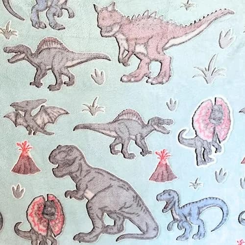 Blanket Buddies Glow in The Dark Dinosaur Throw Blanket 50" x 60" (127 x 152 cm) | Soft Fleece Kids Blanket with T Rex, Velociraptor thumbnail 7