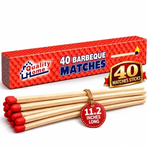 Quality Home 11.2" Extra Long Wooden Safety Matches | Safe Reach for Fireplace, Candles, BBQ thumbnail 1