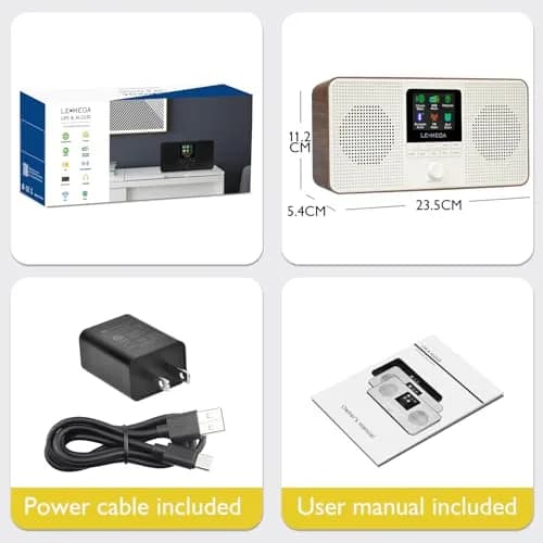 LEMEGA IR4S Internet Radio with Bluetooth, FM, Podcasts | Portable Walnut thumbnail 7
