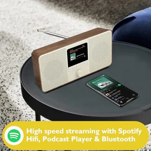 LEMEGA IR4S Internet Radio with Bluetooth, FM, Podcasts | Portable Walnut thumbnail 2