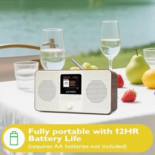 LEMEGA IR4S Internet Radio with Bluetooth, FM, Podcasts | Portable Walnut thumbnail 3