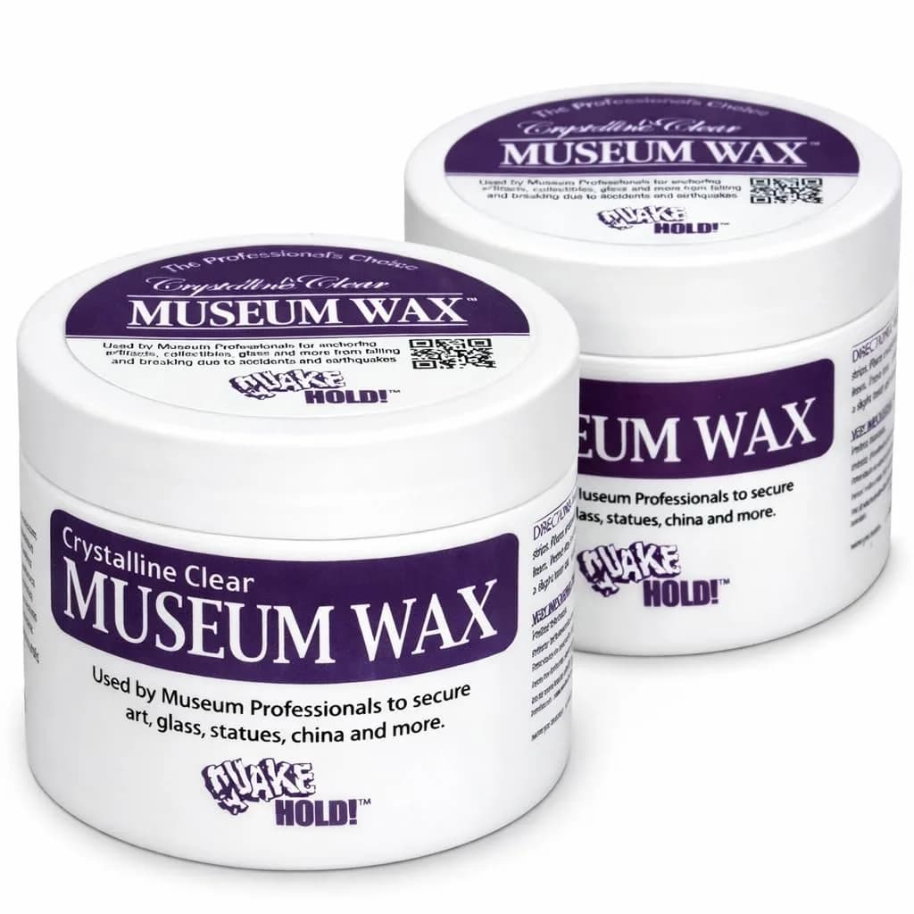Quakehold! Museum Wax 2 oz (113g) 2-Pack | Secures Collectibles Against Bumps & Earthquakes — Clear