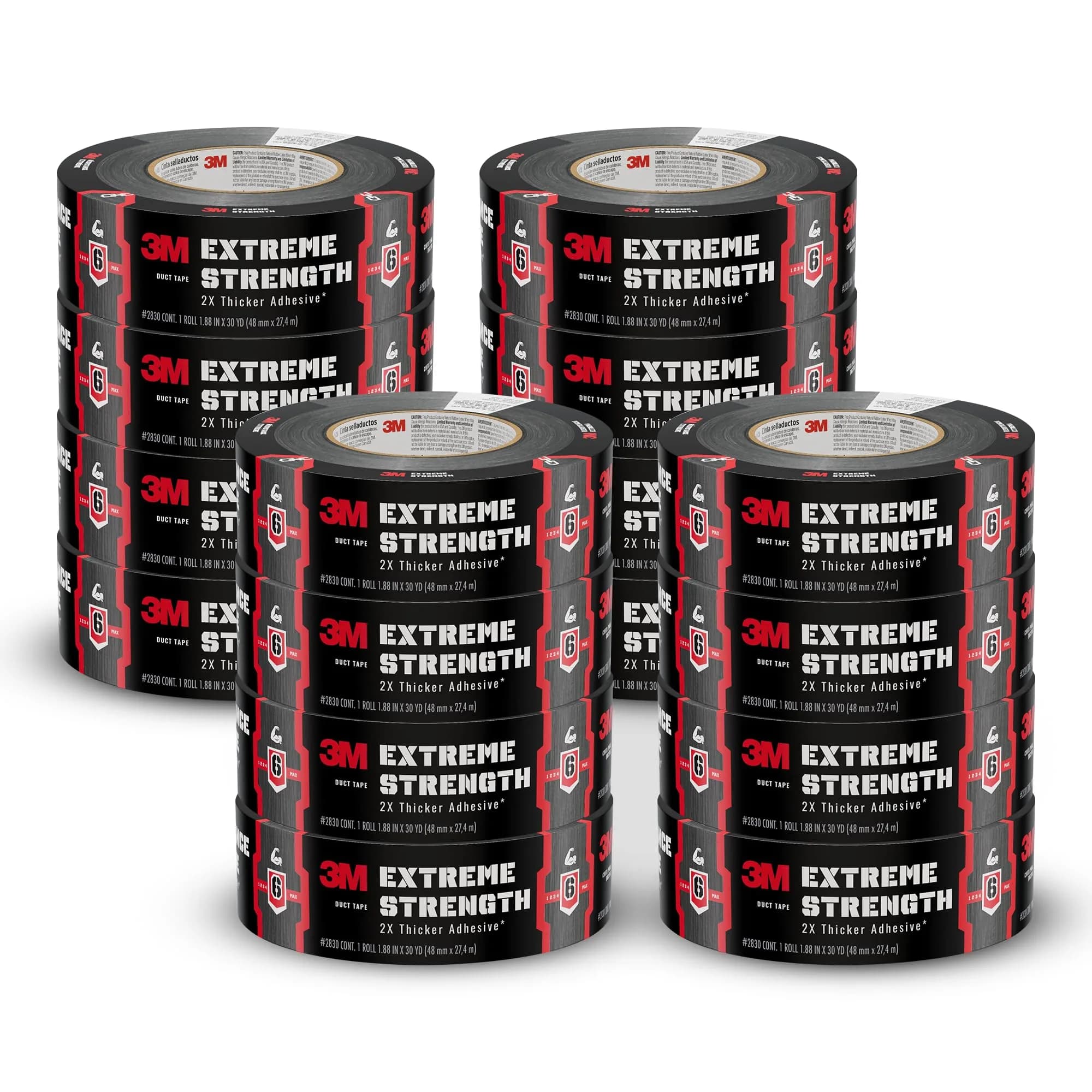 3M Heavy-Duty Waterproof Duct Tape 2830 | Double-Thick Adhesive, Indoor/Outdoor, 1.88 in x 30 yd, 12 Rolls - main product image