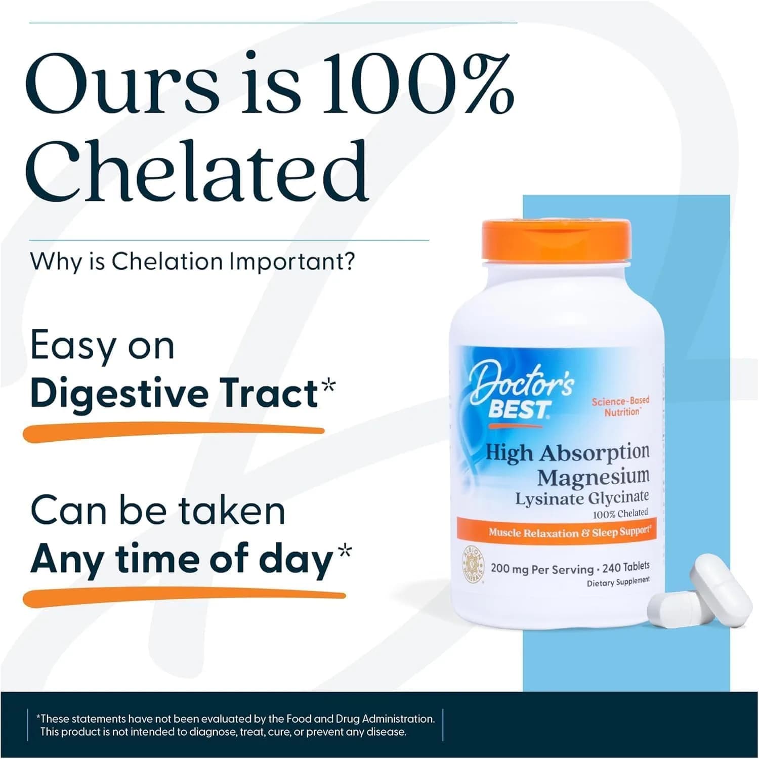 Doctor's Best High Absorption Magnesium Lysinate Glycinate Vegan Tablets | Muscle Relaxation & Sleep Support - view 6