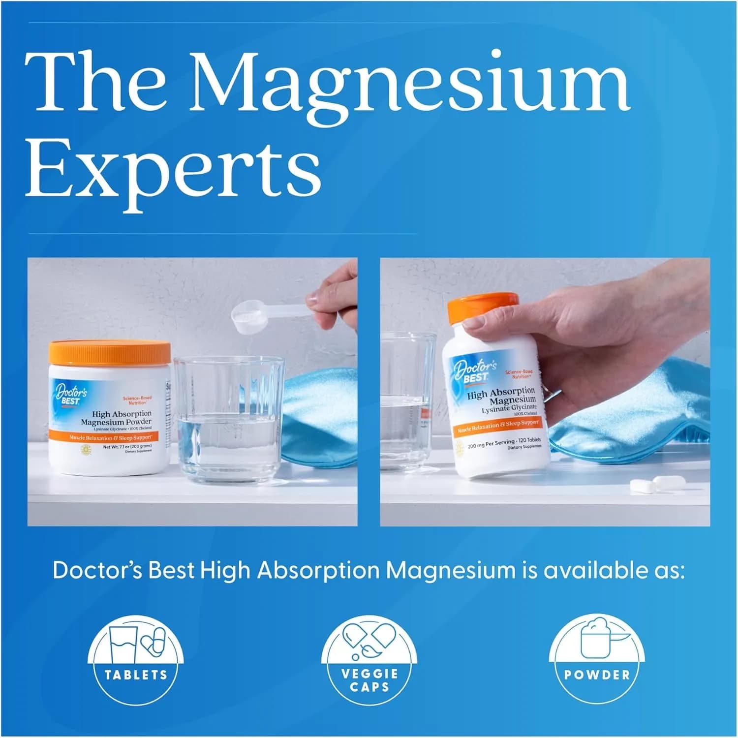 Doctor's Best High Absorption Magnesium Lysinate Glycinate Vegan Tablets | Muscle Relaxation & Sleep Support - view 8