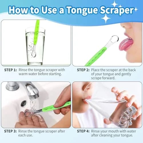 RIKKUSE 2-Pack Stainless Steel Tongue Scraper Set with Travel Cases | Removes Bad Breath & Buildup thumbnail 5