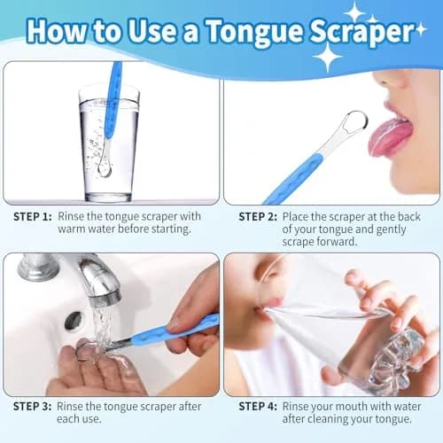 RIKKUSE 2-Pack Stainless Steel Tongue Scraper with Travel Case | Oral Hygiene Tool for Bad Breath thumbnail 5