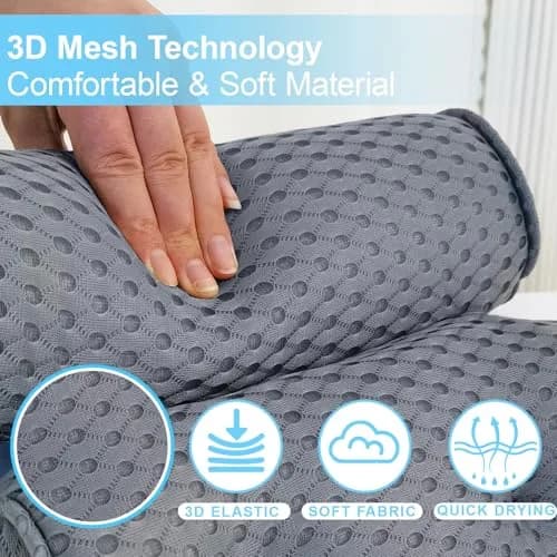AEROiVi Luxury Bath Pillow for Tub Soft Mesh 6 Suction Cups Gray | Head and Neck Support for Relaxing Spa Baths thumbnail 4