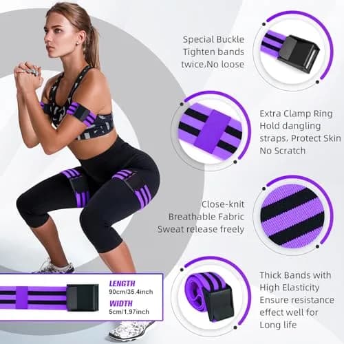 ROSYQUARZ BFR Training Bands Purple | 35.4'' (90cm) Length, 2'' (5cm) Width thumbnail 4
