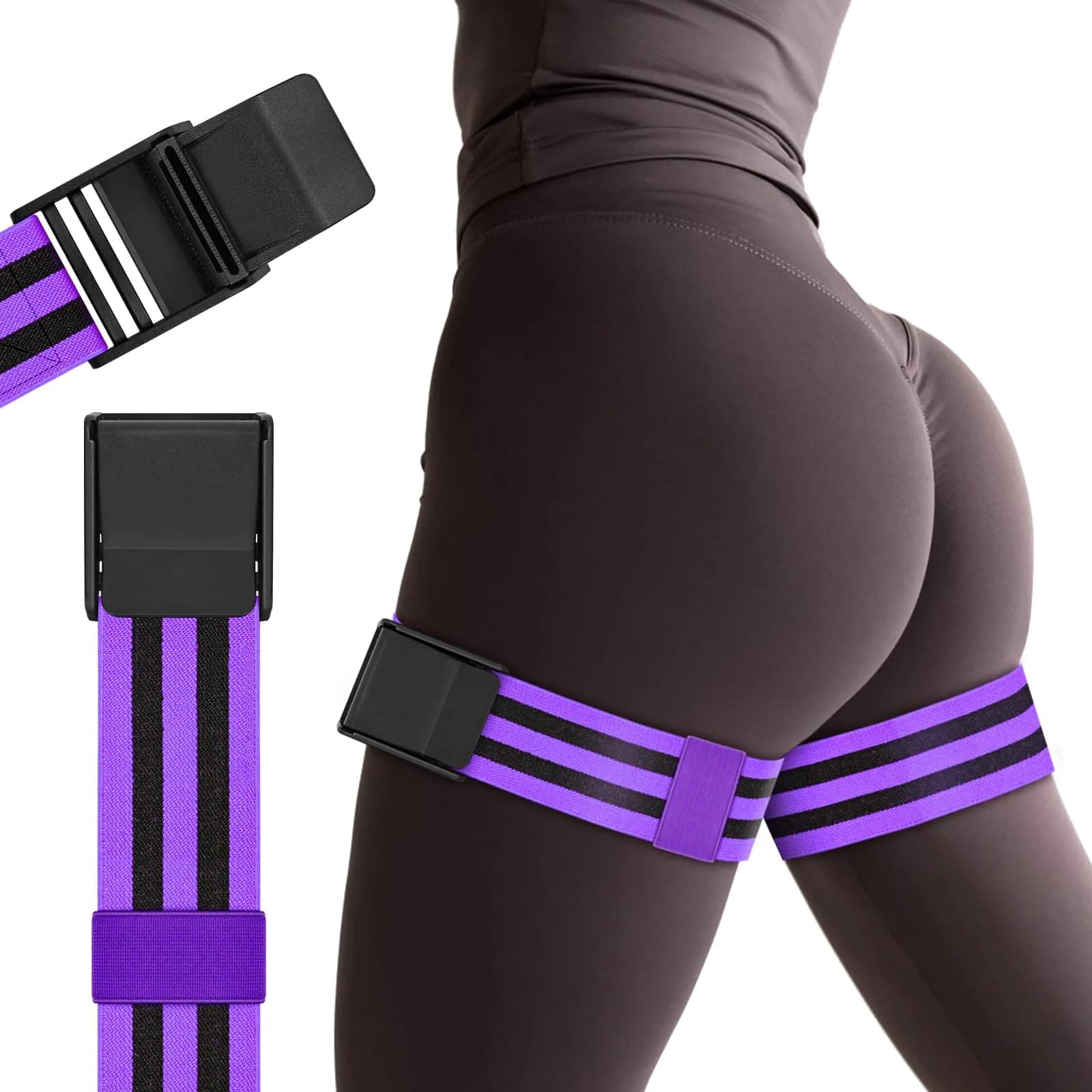 ROSYQUARZ Blood Flow Restriction Bands 2 Pack | Adjustable BFR Training for Muscle Building & Fat Loss — Purple