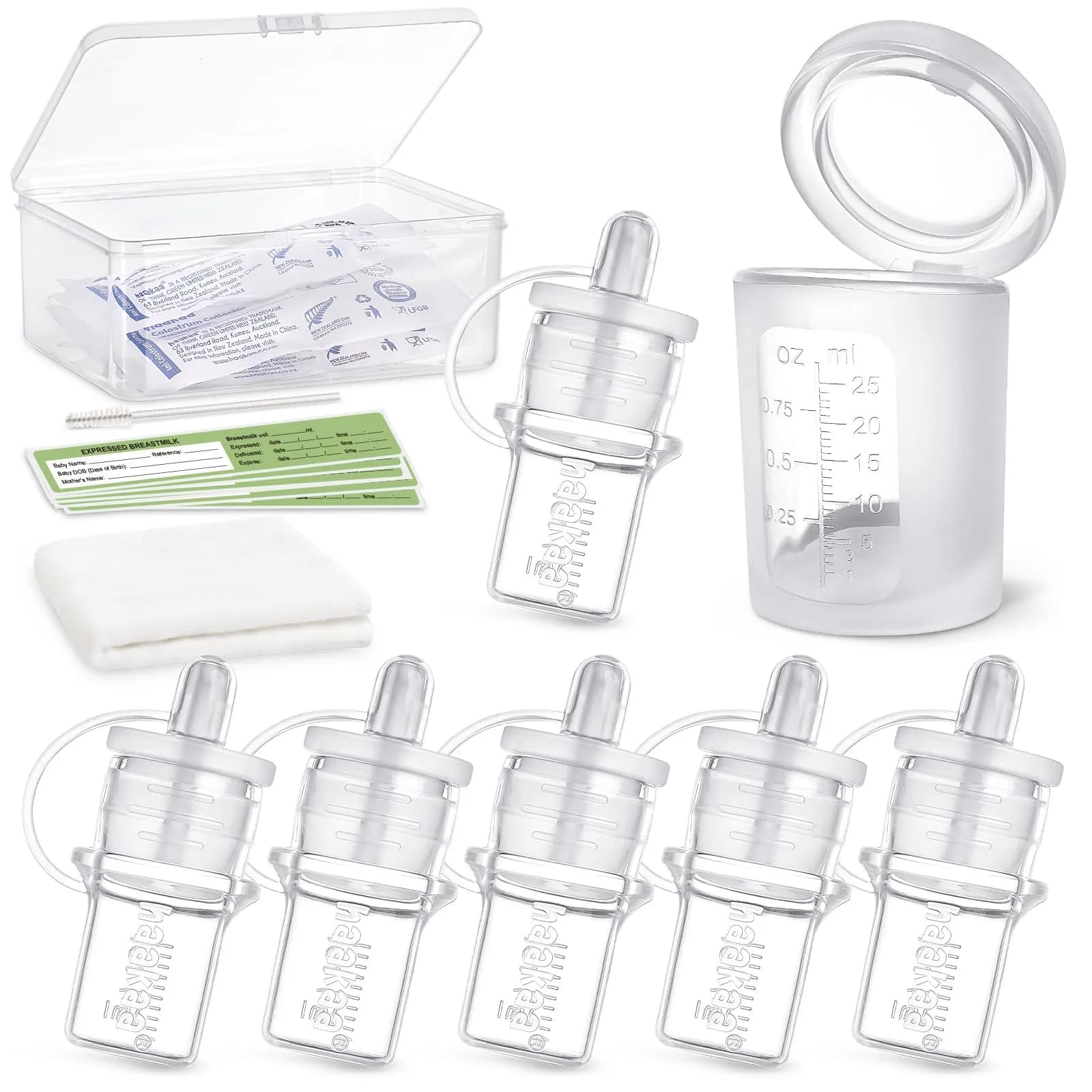 haakaa Colostrum Collector Kit 2ml/6pcs & Lidded Feeding Cup 25ml | Award-Winning Design for Newborns - main product image