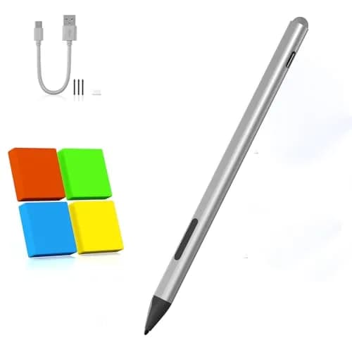 Arsandyn Surface Pro Pencil Stylus Pen for Surface Pro 12/11/9/10/8/X/7/6/5/4/3 with 4 Nibs, 4096 Pressure Levels, Palm Rejection, Silver (14.5 cm) thumbnail 1