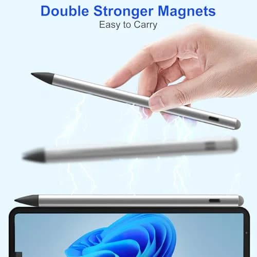 Arsandyn Surface Pro Pencil Stylus Pen for Surface Pro 12/11/9/10/8/X/7/6/5/4/3 with 4 Nibs, 4096 Pressure Levels, Palm Rejection, Silver (14.5 cm) thumbnail 7
