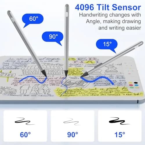 Arsandyn Surface Pro Pencil Stylus Pen for Surface Pro 12/11/9/10/8/X/7/6/5/4/3 with 4 Nibs, 4096 Pressure Levels, Palm Rejection, Silver (14.5 cm) thumbnail 3