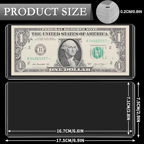 Uncle Paul Clear Banknote Holders Top-Load 17.5cm (6.8") - 25 Pack | Protects Bills & Collectibles thumbnail 3