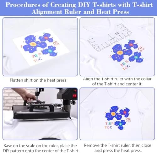 tietoc T-Shirt Ruler Guide for Vinyl Alignment 10in (25.4cm) | Centering Designs for Heat Press & HTV thumbnail 8