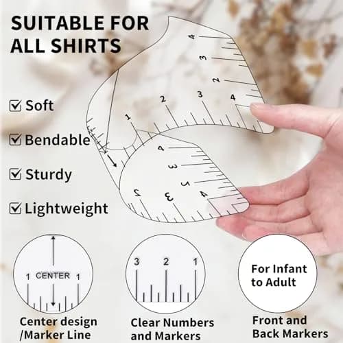 tietoc T-Shirt Ruler Guide for Vinyl Alignment 10in (25.4cm) | Centering Designs for Heat Press & HTV thumbnail 2