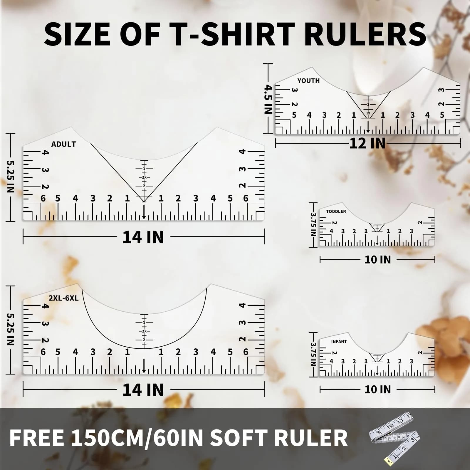 tietoc T-Shirt Ruler Guide for Vinyl Alignment 10in (25.4cm) | Centering Designs for Heat Press & HTV - view 3