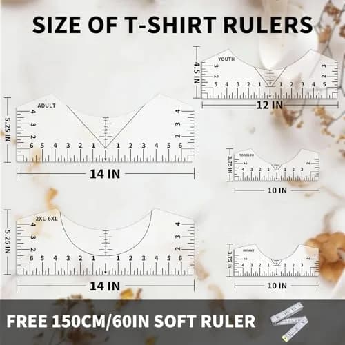 tietoc T-Shirt Ruler Guide for Vinyl Alignment 10in (25.4cm) | Centering Designs for Heat Press & HTV thumbnail 3