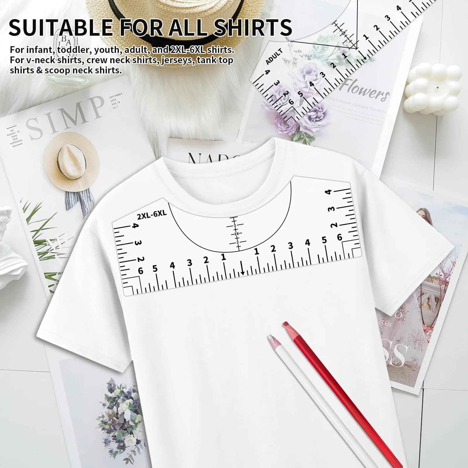 tietoc T-Shirt Ruler Guide for Vinyl Alignment 10in (25.4cm) | Centering Designs for Heat Press & HTV - view 4