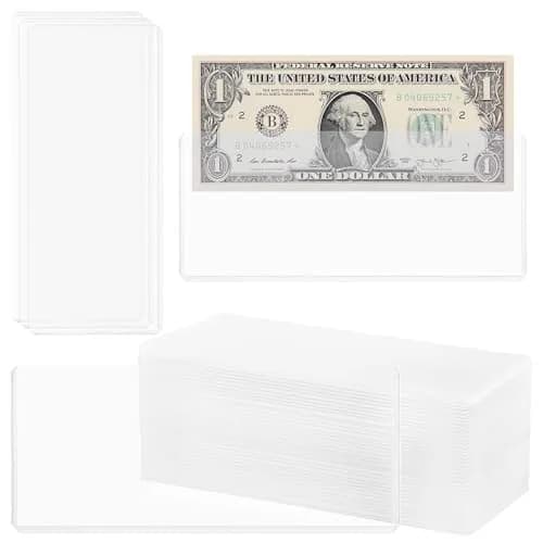 Uncle Paul Clear Banknote Holders 16.7cm x 7.1cm (40 Pcs) | Top-Load Design for Bills & Collectibles thumbnail 1